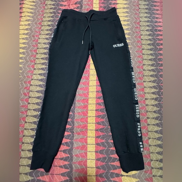 Guess Women M Black Logo Strips Drawstring Joggers - Picture 8 of 10